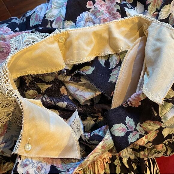 Vintage Petite Lanz Black Floral Lace Collar Dress w/ Pockets Size 6 - Picture 6 of 7